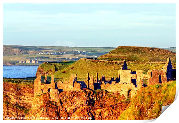 Golden Dunluce Castle Print by David McFarland