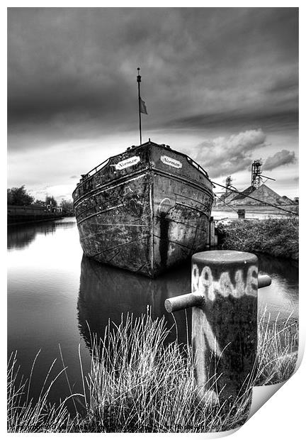 The sand barge tied up Print by David McFarland