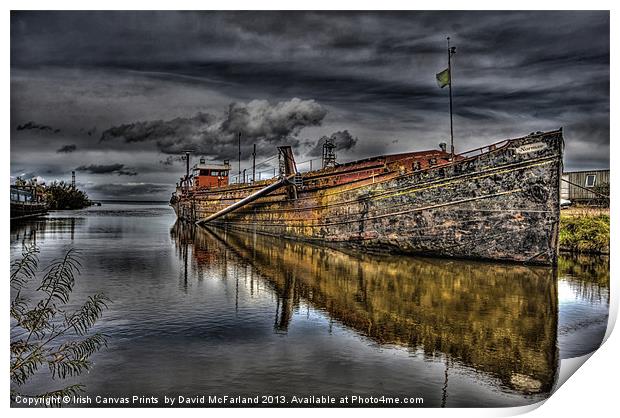 Lough Neagh Sand Barge Print by David McFarland