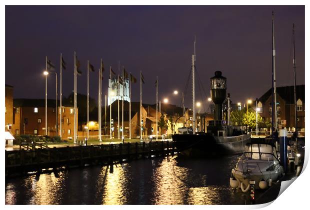 hull marina at night Print by Martin Parkinson