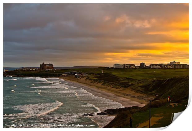 Fistral Beach Newquay Print by Brian Roscorla