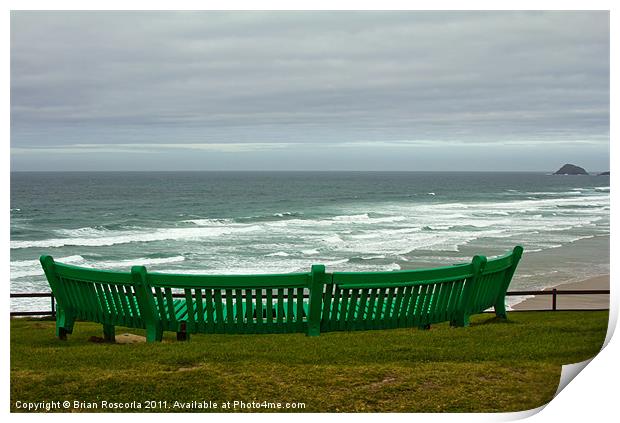 #Perranporth Seat With a View Print by Brian Roscorla