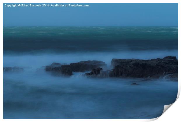 Rocks off Godrevy Beach Print by Brian Roscorla