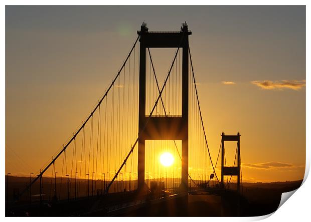 Severn Bridge Sunset Print by Brian Roscorla