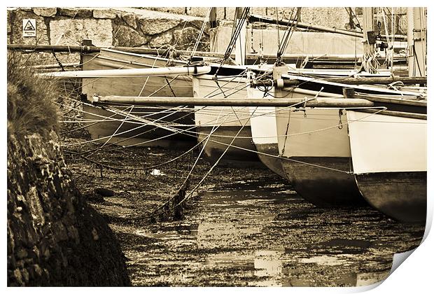 Oyster Boats Laid up at Mylor Print by Brian Roscorla
