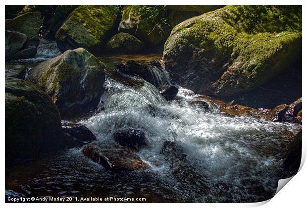 The river Lyn flowing through Lynmouth Gorge Print by Andy Morley