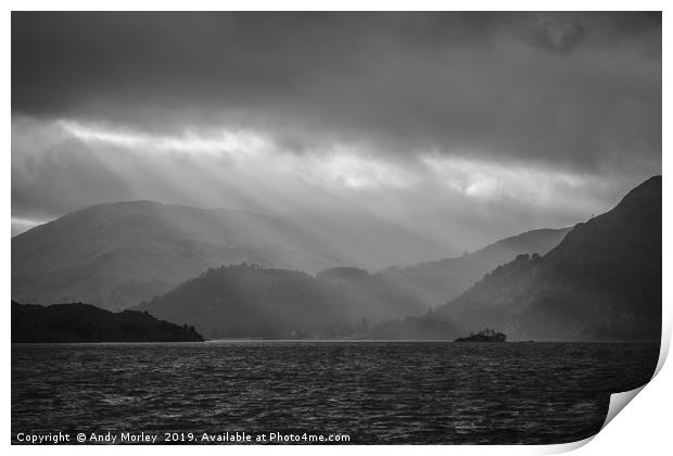 Two views of Ullswater #2: Stormy Print by Andy Morley