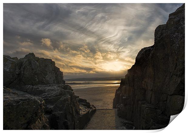 Between A Rock and A Sunset Print by C.C Photography
