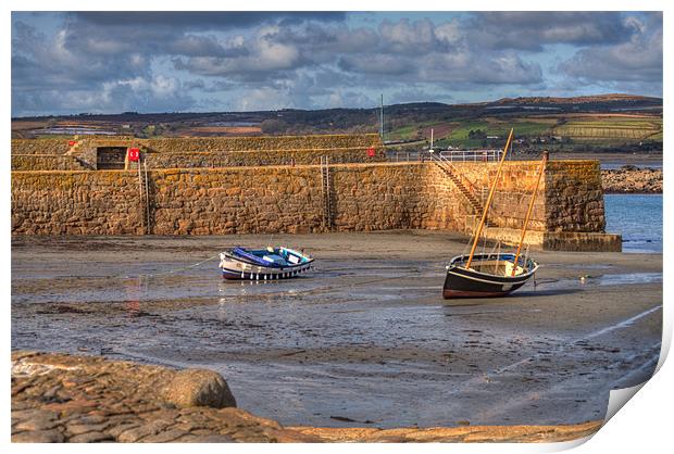 Harbour on St Michaels Mount, Marazion, Cornwall Print by C.C Photography