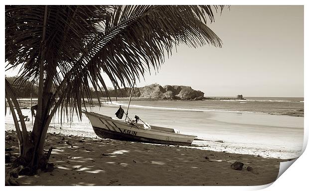 Tritone Boat in Shade on Beach Print by james balzano, jr.