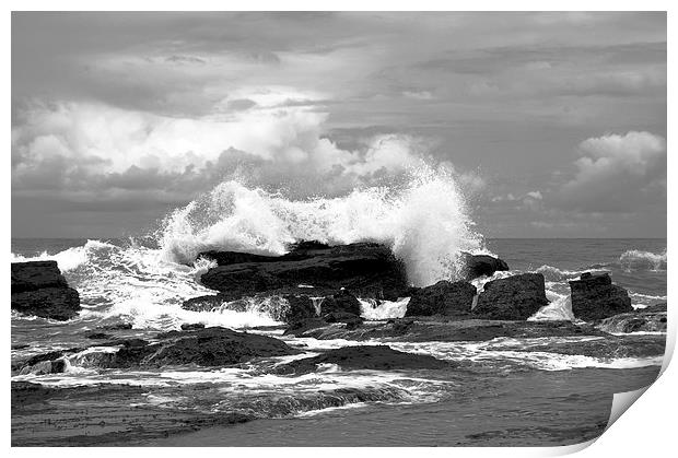  Waves on Rocks B/W Print by james balzano, jr.