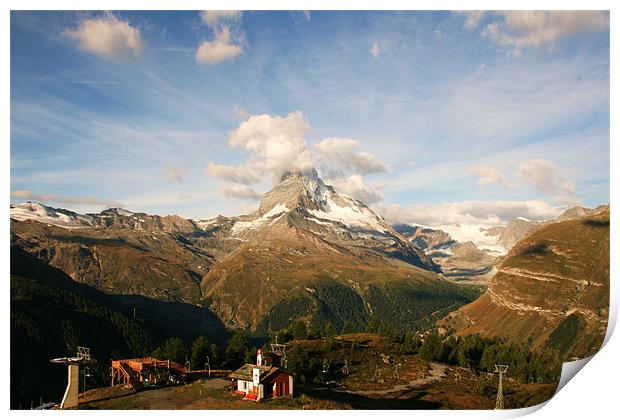 View from The Swiss  Alps Print by charlie Mellow