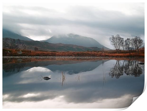 Morning Reflections On Loch Ba Print by Aj’s Images