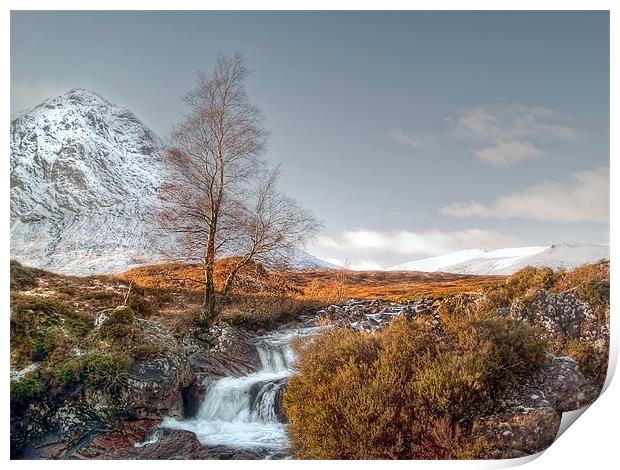 Snow On The Buachaille Print by Aj’s Images