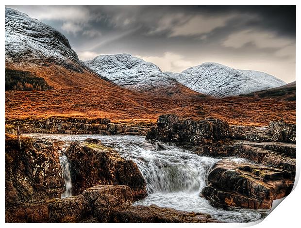 Glen Etive Waterfall Print by Aj’s Images