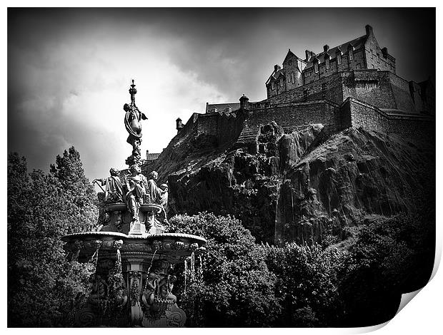 The Ross Fountain, Edinburgh in B&w. Print by Aj’s Images