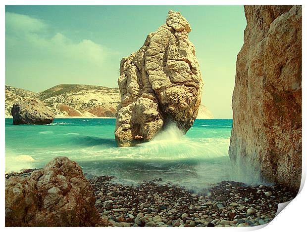 Aphrodite Rock, Cyprus Print by Aj’s Images