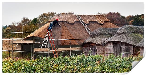 Thatching a boat house at Hickling Print by Stephen Mole