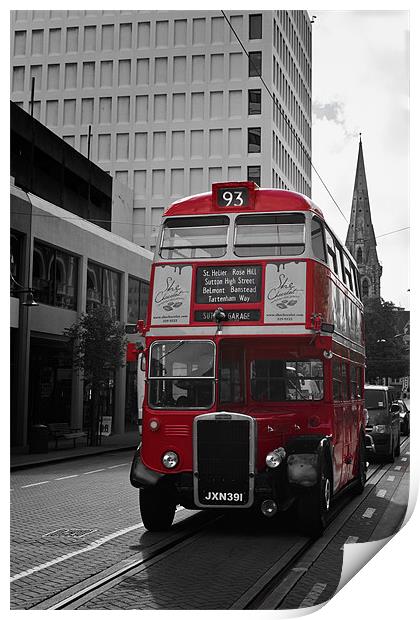 Red Bus, Christchurch New Zealand Print by Stephen Mole