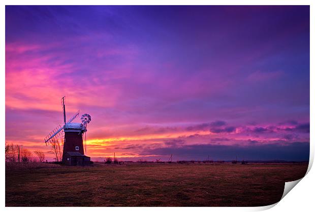 Horsey Mill sunrise Print by Stephen Mole