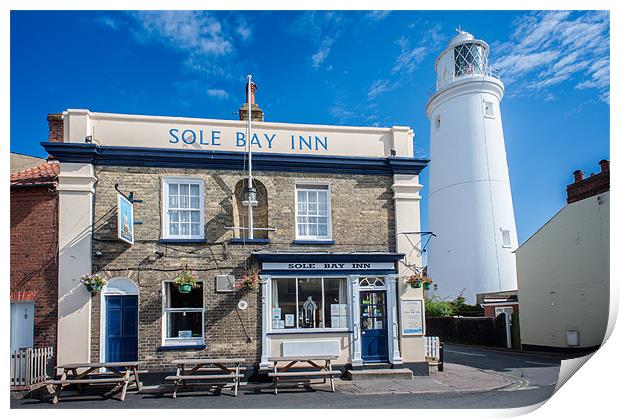 Sole Bay Inn Lighthouse Print by Stephen Mole
