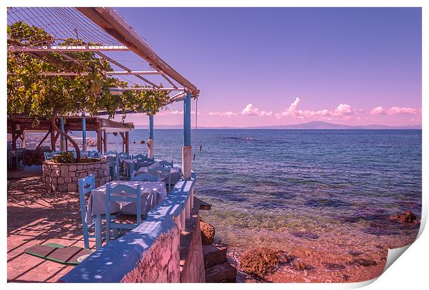 Taverna ovelooking the sea Print by Stephen Mole