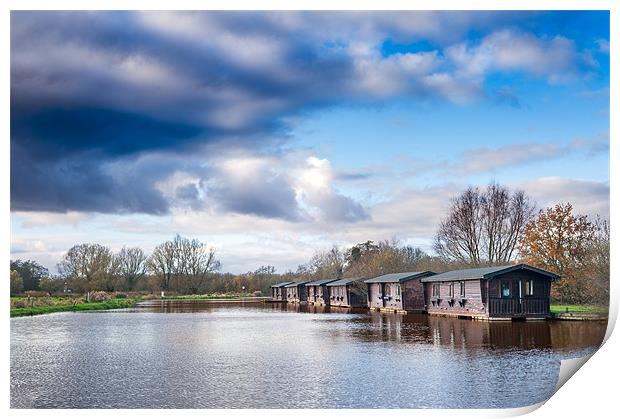 Wooden boathouses Print by Stephen Mole