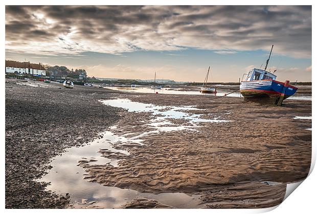 Tides out at Burnham Overy Staithe Print by Stephen Mole