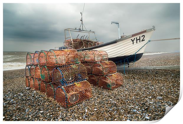 Lobster Pots on Cley beach Print by Stephen Mole