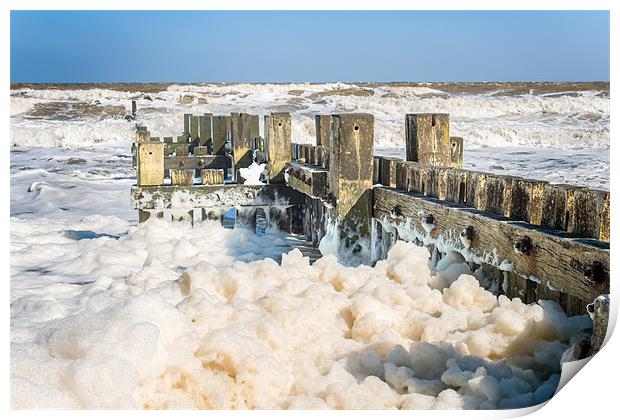 Foaming Sea at Mundesley Print by Stephen Mole