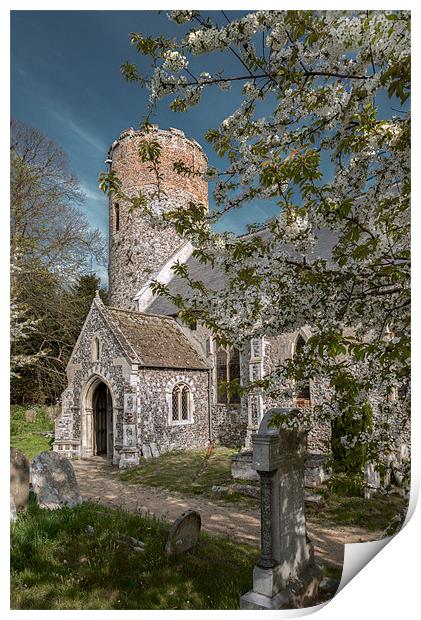 Burgh Castle Church Print by Stephen Mole