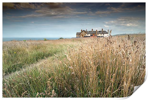 Clifftop houses at Weybourne Print by Stephen Mole