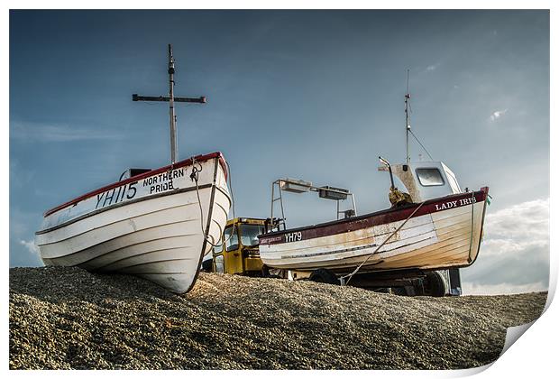 Boats on Weybourne Beach Print by Stephen Mole