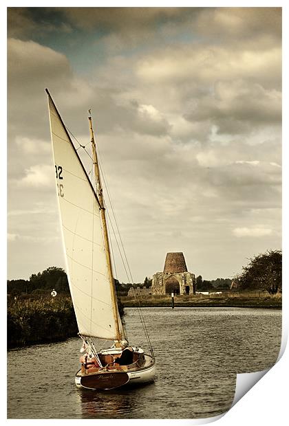Up river to St Benets Abbey Print by Stephen Mole
