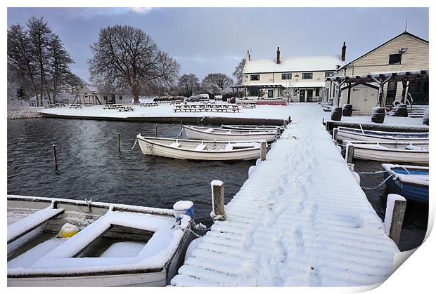 Jetty in the snow Print by Stephen Mole