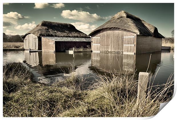 Thatched Boat Sheds Print by Stephen Mole