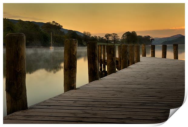 Jetty at Coniston Water Print by Stephen Mole