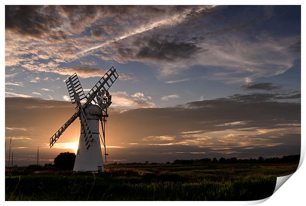 Sunset at Thurne Mill Print by Stephen Mole