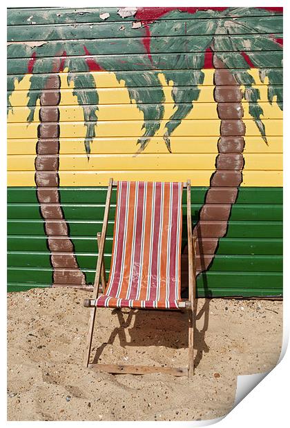 Deckchair and palm trees Print by Stephen Mole