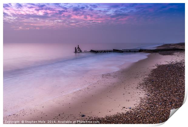 Dawn over the North Sea at Caister in Norfolk Print by Stephen Mole