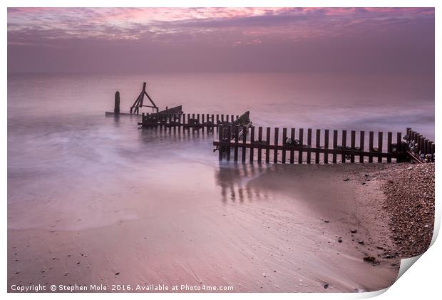 Groyne disappearing into the North Sea Print by Stephen Mole