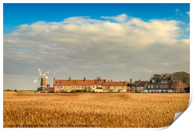 Cley Mill over the fields Print by Stephen Mole