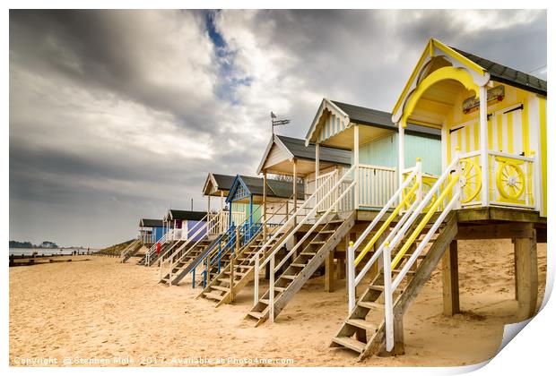 Beach Huts at Wells Print by Stephen Mole