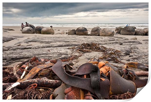 Moeraki Boulders, New Zealand Print by Stephen Mole