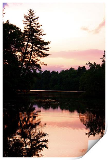 Sunset over Lake Arrowhead, Maine Print by Jean Scott