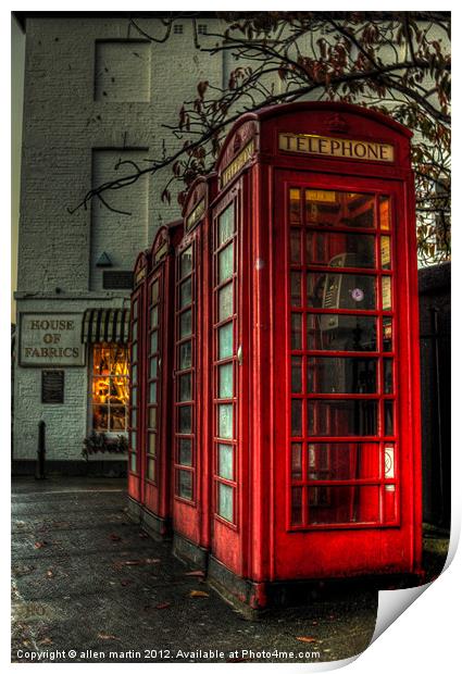 Red phone box Truro Cornwall Print by allen martin