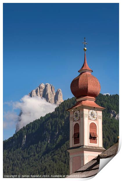 Ortisei in the Italian Dolomites Print by James Rowland