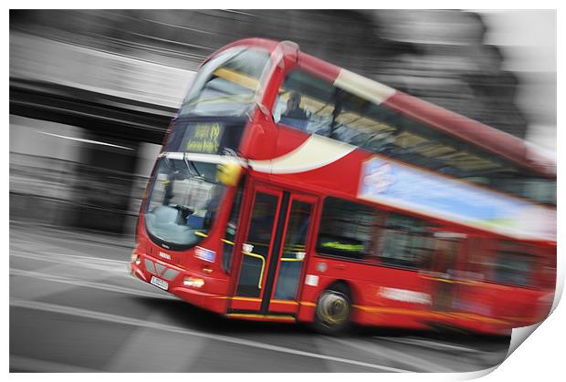Big Red London Bus Print by James Rowland