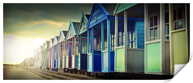 Beach Huts at Sunset Print by James Rowland