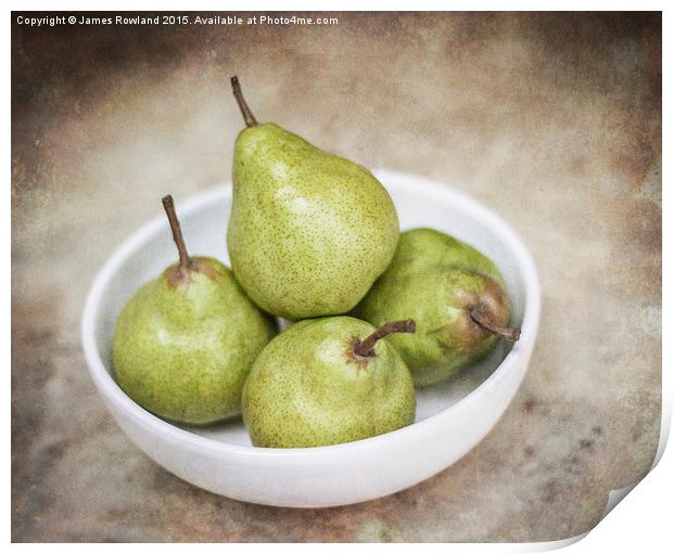  Green Pears in a Bowl Print by James Rowland